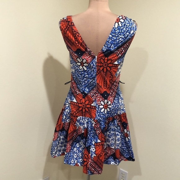 Stella McCartney Dress Size 36 US 2 Blue Red Floral Geometric Print - Picture 7 of 13